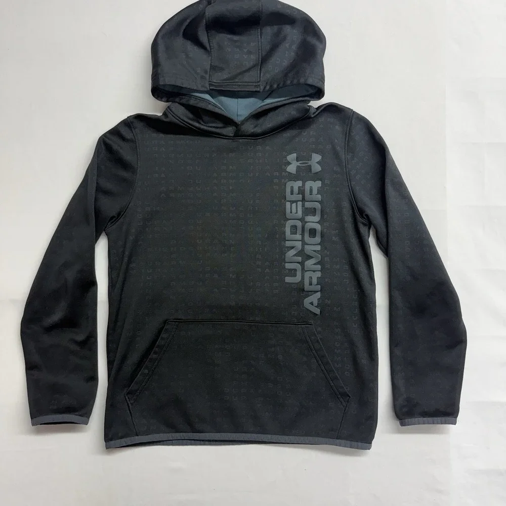 Under Armour Youth‎ Large ColdGear Hoodie Black Loose Fit Pullover YLG